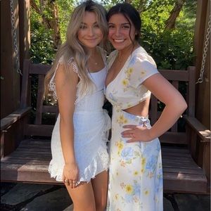 Forever21 White Floral Maxidress w/ Side Cutouts